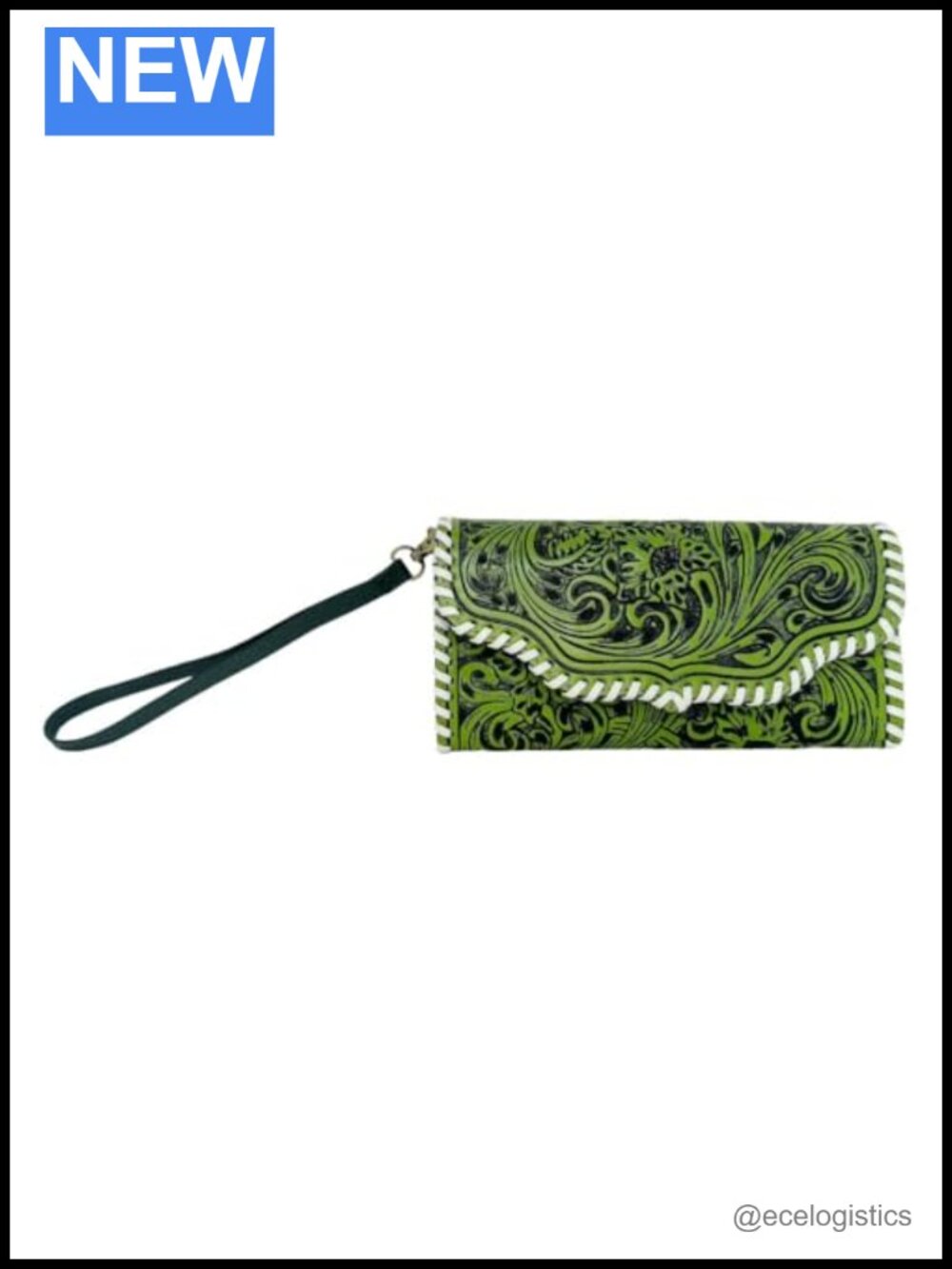 Myra Bag Women's Western Floral Leather Wristlet Wallet with Whipstitch